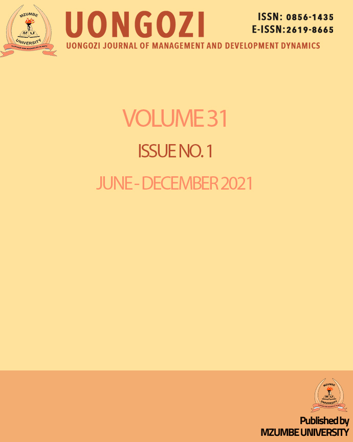 					View Vol. 31 No. 1 (2021): The UONGOZI Journal of Management and Development Dynamics
				